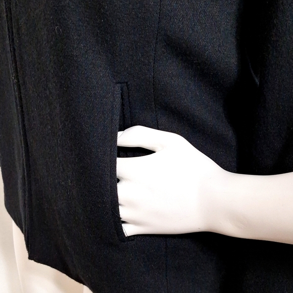 Vintage Leslie Stuart New York Black Minimalist Wool Blend Made in USA Jacket 8P - Picture 9 of 10